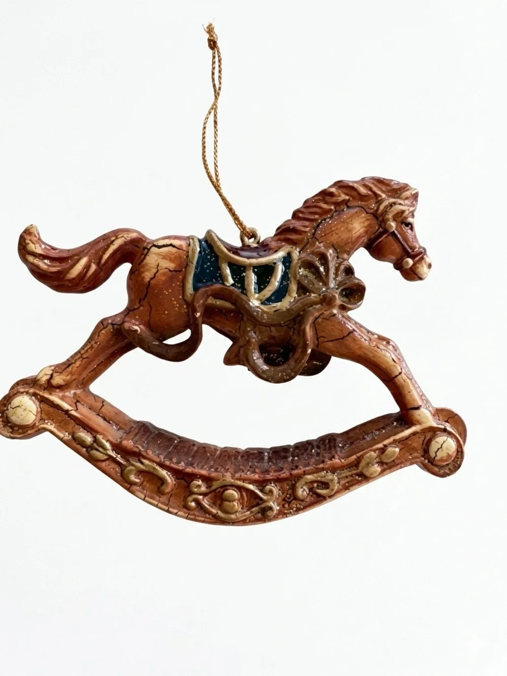 Vintage Rocking Hobby Horse Christmas Ornament Plastic Resin Figure